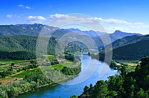 Ebro River passing trhough Miravet, Spain photo