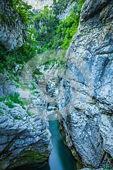 Ebro river through a valley in Cantabria, Spain