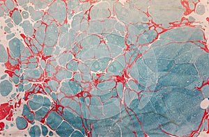 Ebru paper blue red photo