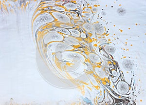 Ebru paper waves yellow black