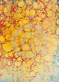Ebru paper yellow red points