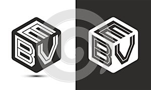EBV letter logo design with illustrator cube logo, vector logo modern alphabet font overlap style photo