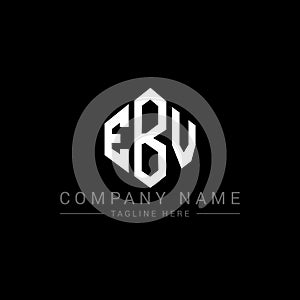 EBV letter logo design with polygon shape. EBV polygon and cube shape logo design. EBV hexagon vector logo template white and