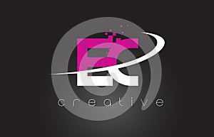 EC E C Creative Letters Design With White Pink Colors photo