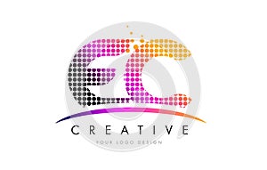 EC E C Letter Logo Design with Magenta Dots and Swoosh photo