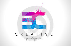 EC E C Letter Logo with Shattered Broken Blue Pink Texture Design Vector. photo