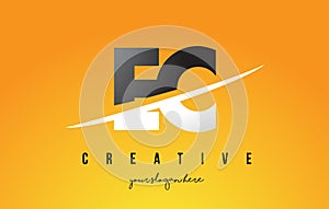 EC E C Letter Modern Logo Design with Yellow Background and Swoosh. photo