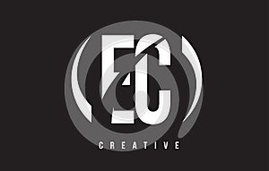 EC E C White Letter Logo Design with Black Background. photo