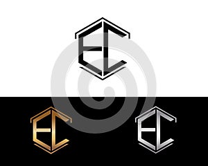 EC hexagon shape letters design