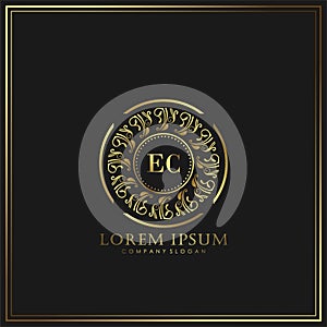 EC Initial Letter Luxury Logo template in vector art for Restaurant, Royalty, Boutique, Cafe, Hotel, Heraldic, Jewelry, Fashion