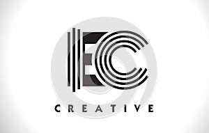 EC Logo Letter With Black Lines Design. Line Letter Vector Illus photo