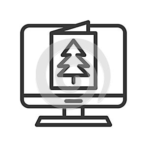 ECard vector, Christmas related line style icon