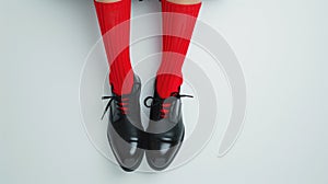 Eccentric Red Socks and Black Oxford Shoes