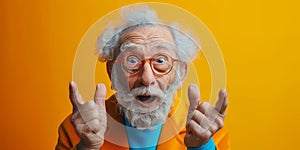 Eccentric Senior Strikes Playful Poses, Embracing Selfexpression And Challenging Age Stereotypes photo