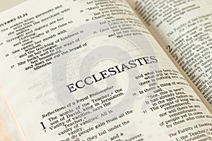 Ecclesiastes Holy Bible Old Testament open Book close-up