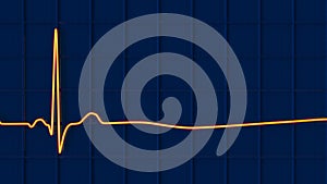 ECG in asystole, 3D illustration