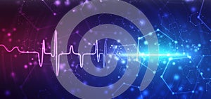 Ecg background, Heart rate graph. Ekg heart beat line monitor. Health care and Medical technology concept