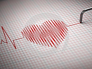 ECG. Electrocardiogram and heart beat shape.