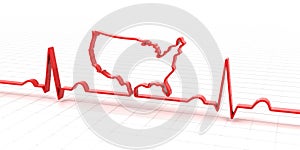 ECG, electrocardiogram in the shape of USA map