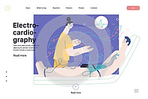 ECG electrocardiography - medical tests web template. Modern flat vector photo