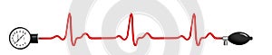 ECG graph with blood pressure gauge