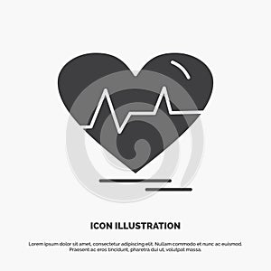 ecg, heart, heartbeat, pulse, beat Icon. glyph vector gray symbol for UI and UX, website or mobile application