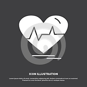 ecg, heart, heartbeat, pulse, beat Icon. glyph vector symbol for UI and UX, website or mobile application
