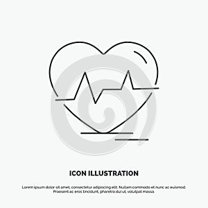 ecg, heart, heartbeat, pulse, beat Icon. Line vector gray symbol for UI and UX, website or mobile application