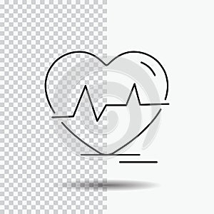ecg, heart, heartbeat, pulse, beat Line Icon on Transparent Background. Black Icon Vector Illustration