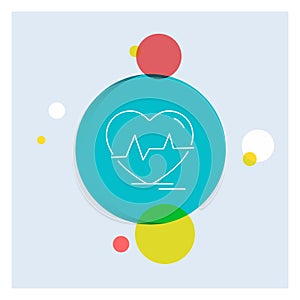 ecg, heart, heartbeat, pulse, beat White Line Icon colorful Circle Background