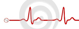 ECG pulse graph with stethoscope isolated