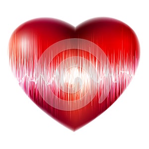 Ecg red heart background, heartbeat. EPS 8