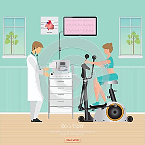 ECG Test or Exercise Test for Heart Disease on Exercise Bikes.