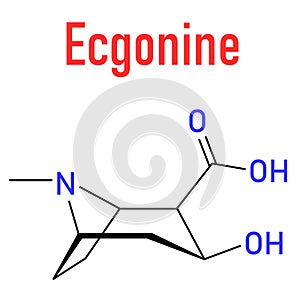 Ecgonine coca alkaloid molecule. Metabolite of cocaine. Skeletal formula.