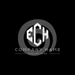 ECH letter logo design with polygon shape. ECH polygon and cube shape logo design. ECH hexagon vector logo template white and