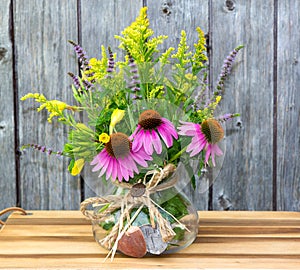 Echinacea and Solidago blossoms. photo