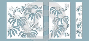 Echinacea. Vector illustration. Paper flower, stickers. Laser cut. Template for laser cutting and Plotter. Vector illustration.