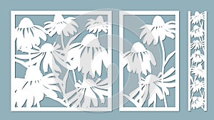 Echinacea. Vector illustration. Paper flower, stickers. Laser cut. Template for laser cutting and Plotter. Vector illustration. photo