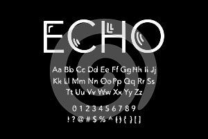 Echo hand drawn vector type lettering i cartoon comic style black white contrast