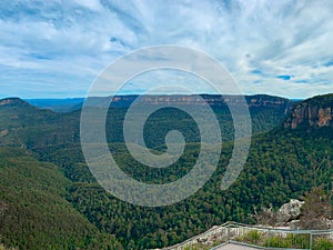 valleys of Echo Point Blue Mountains three sisters Katoomba Sydney NSW Australia photo