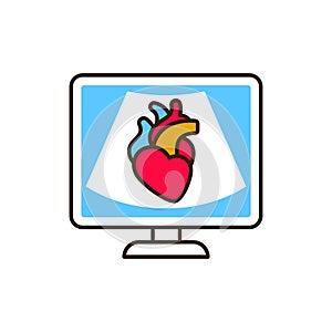 Echocardiogram machine color line icon. Medical and scientific concept. Pictogram for web, mobile app, promo. UI UX