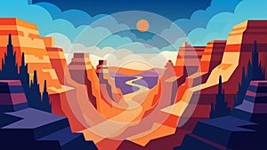 The echoes of our words seemed to mimic the natural sounds of the canyon blending into the serene surroundings.. Vector photo