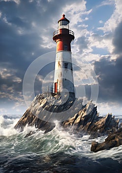Echoes of the Sea: A Lighthouse\'s Haunting Melody on a Rocky Isl photo