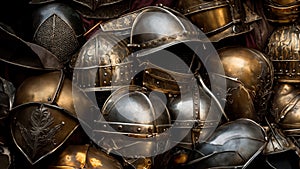 Echoes of Valor: A Gleaming Array of Medieval Helmets