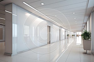 Echoing Large office blank corridor. Generate Ai