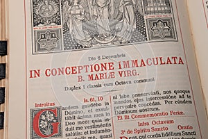 Liturgical Book Order of Mass in Latin - Immaculate Conception