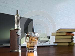 Ecig battery mod plus whiskey glass