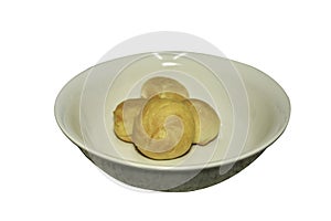 Eclaire cream vanilla on the bowl . clipping path.