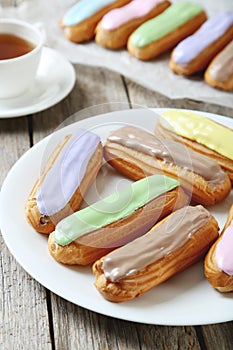 Eclairs with glaze