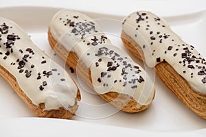 Eclairs with icing custard